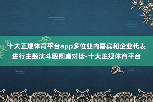 十大正规体育平台app多位业内嘉宾和企业代表进行主题演斗殴圆桌对话-十大正规体育平台