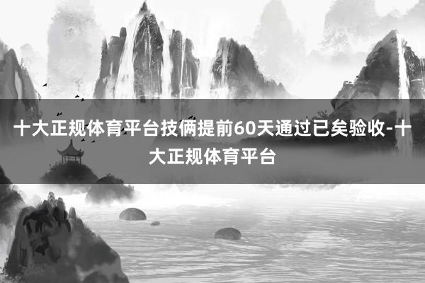 十大正规体育平台技俩提前60天通过已矣验收-十大正规体育平台