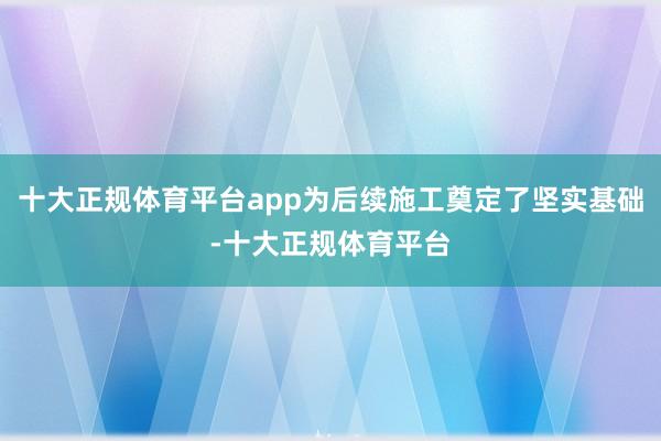 十大正规体育平台app为后续施工奠定了坚实基础-十大正规体育平台