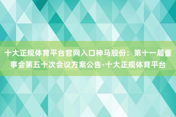 十大正规体育平台官网入口神马股份：第十一届董事会第五十次会议方案公告-十大正规体育平台