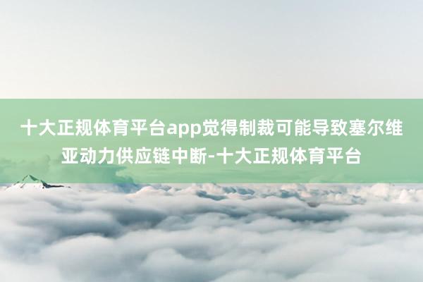 十大正规体育平台app觉得制裁可能导致塞尔维亚动力供应链中断-十大正规体育平台