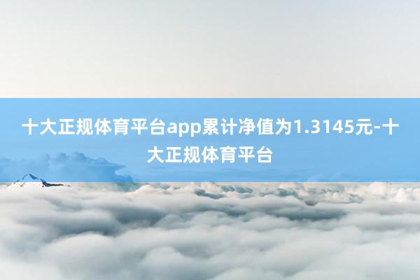 十大正规体育平台app累计净值为1.3145元-十大正规体育平台
