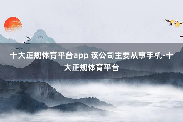 十大正规体育平台app 该公司主要从事手机-十大正规体育平台