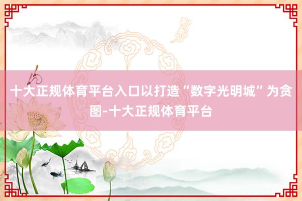十大正规体育平台入口以打造“数字光明城”为贪图-十大正规体育平台