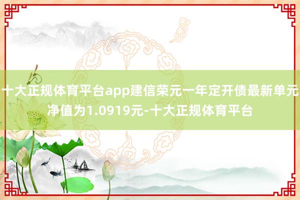 十大正规体育平台app建信荣元一年定开债最新单元净值为1.0919元-十大正规体育平台