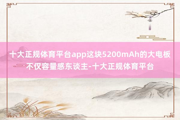 十大正规体育平台app这块5200mAh的大电板不仅容量感东谈主-十大正规体育平台