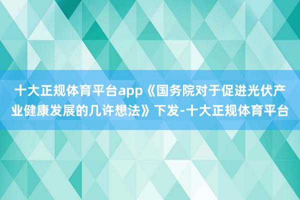 十大正规体育平台app《国务院对于促进光伏产业健康发展的几许想法》下发-十大正规体育平台