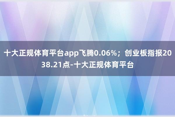 十大正规体育平台app飞腾0.06%；创业板指报2038.21点-十大正规体育平台