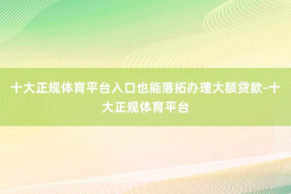 十大正规体育平台入口也能落拓办理大额贷款-十大正规体育平台