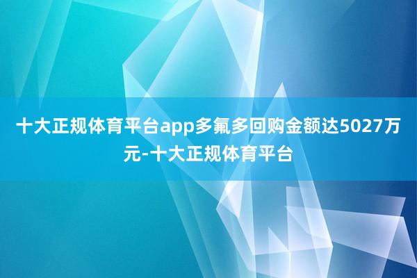 十大正规体育平台app多氟多回购金额达5027万元-十大正规体育平台