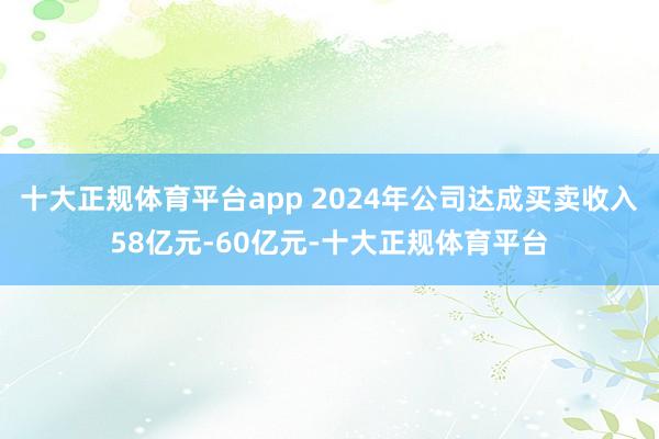 十大正规体育平台app 2024年公司达成买卖收入58亿元-60亿元-十大正规体育平台