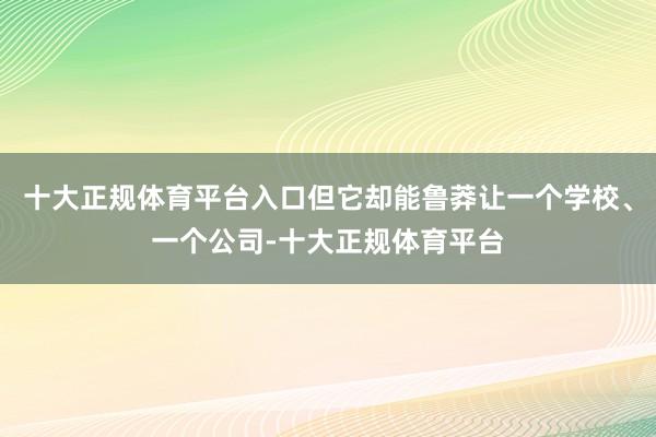 十大正规体育平台入口但它却能鲁莽让一个学校、一个公司-十大正规体育平台