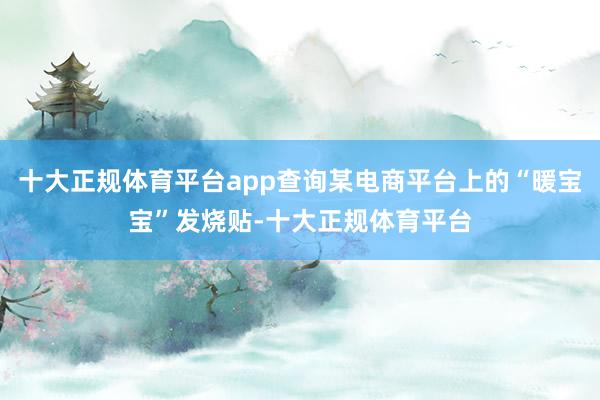 十大正规体育平台app查询某电商平台上的“暖宝宝”发烧贴-十大正规体育平台