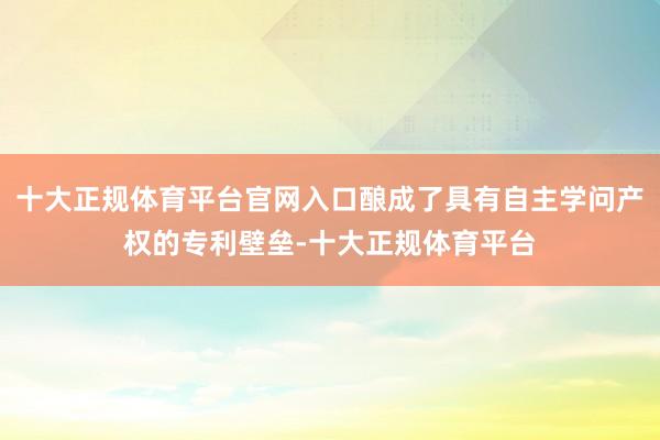 十大正规体育平台官网入口酿成了具有自主学问产权的专利壁垒-十大正规体育平台