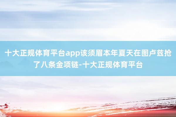十大正规体育平台app该须眉本年夏天在图卢兹抢了八条金项链-十大正规体育平台