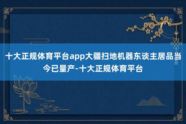 十大正规体育平台app大疆扫地机器东谈主居品当今已量产-十大正规体育平台