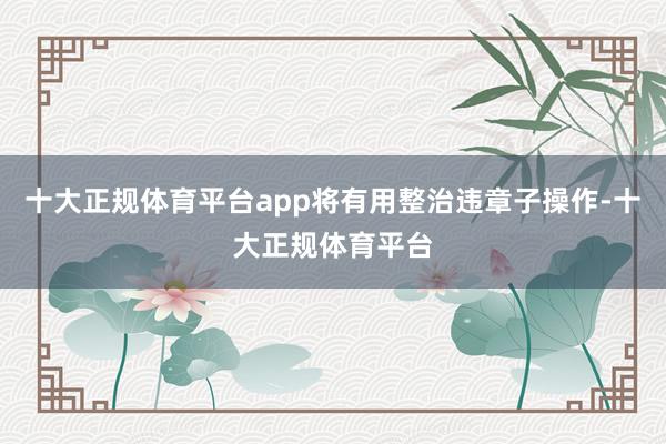 十大正规体育平台app将有用整治违章子操作-十大正规体育平台
