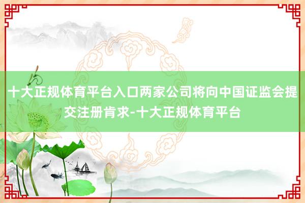 十大正规体育平台入口两家公司将向中国证监会提交注册肯求-十大正规体育平台