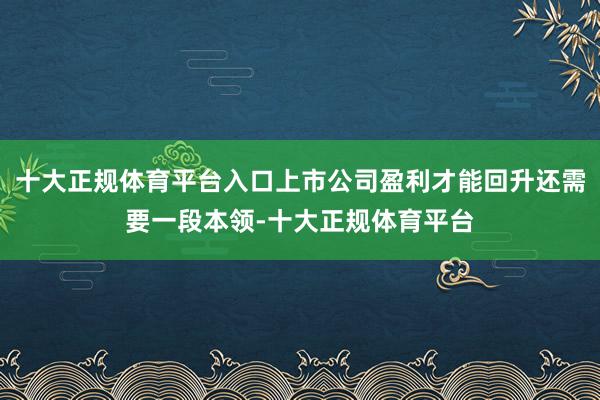 十大正规体育平台入口上市公司盈利才能回升还需要一段本领-十大正规体育平台