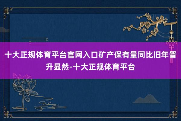 十大正规体育平台官网入口矿产保有量同比旧年晋升显然-十大正规体育平台