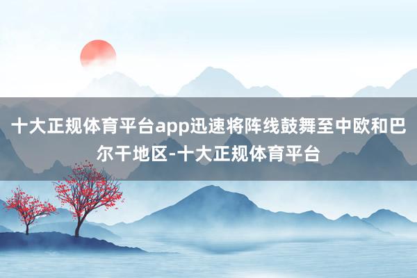 十大正规体育平台app迅速将阵线鼓舞至中欧和巴尔干地区-十大正规体育平台