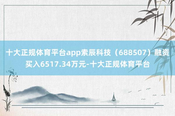 十大正规体育平台app索辰科技（688507）融资买入6517.34万元-十大正规体育平台