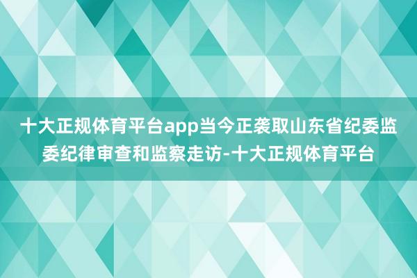 十大正规体育平台app当今正袭取山东省纪委监委纪律审查和监察走访-十大正规体育平台