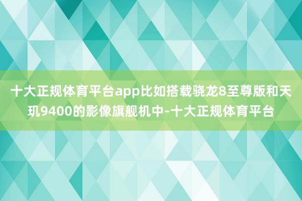 十大正规体育平台app比如搭载骁龙8至尊版和天玑9400的影像旗舰机中-十大正规体育平台