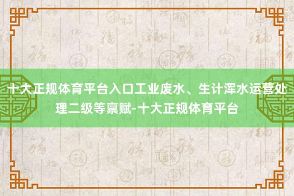 十大正规体育平台入口工业废水、生计浑水运营处理二级等禀赋-十大正规体育平台