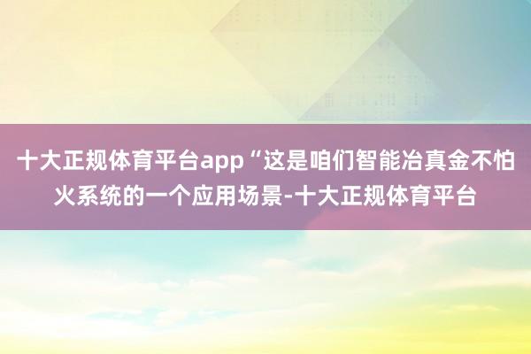 十大正规体育平台app“这是咱们智能冶真金不怕火系统的一个应用场景-十大正规体育平台