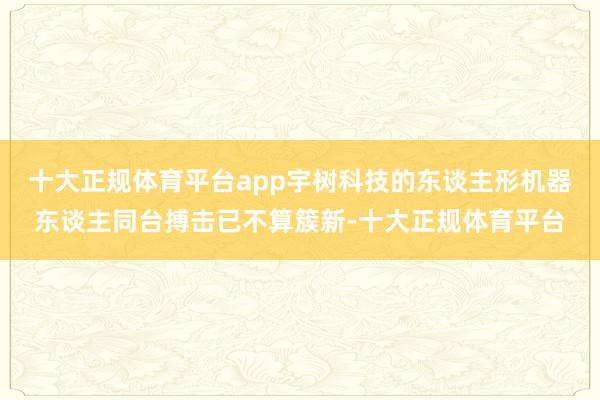 十大正规体育平台app宇树科技的东谈主形机器东谈主同台搏击已不算簇新-十大正规体育平台