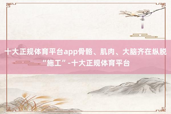 十大正规体育平台app骨骼、肌肉、大脑齐在纵脱“施工”-十大正规体育平台